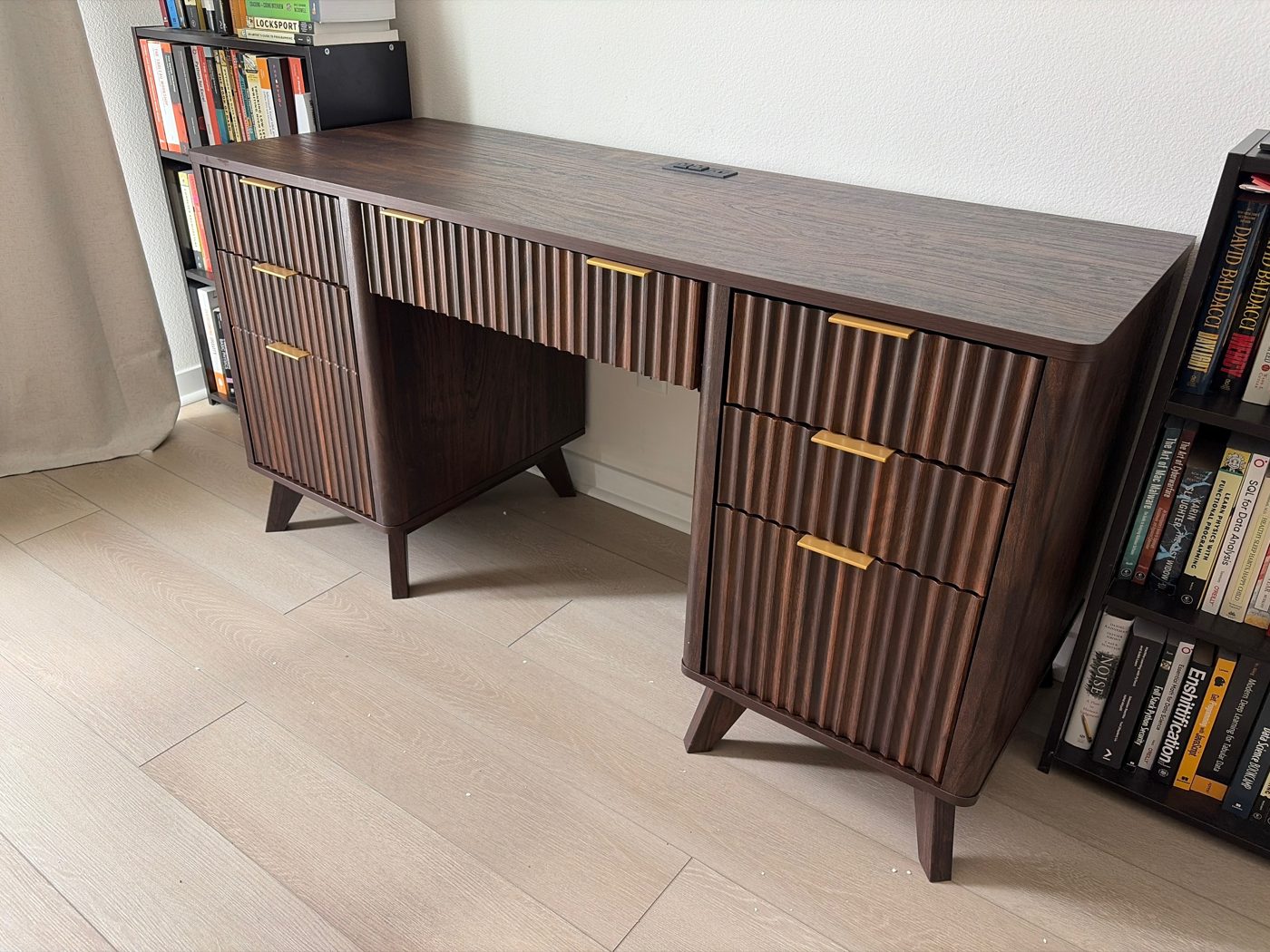 Desk and bookshelf