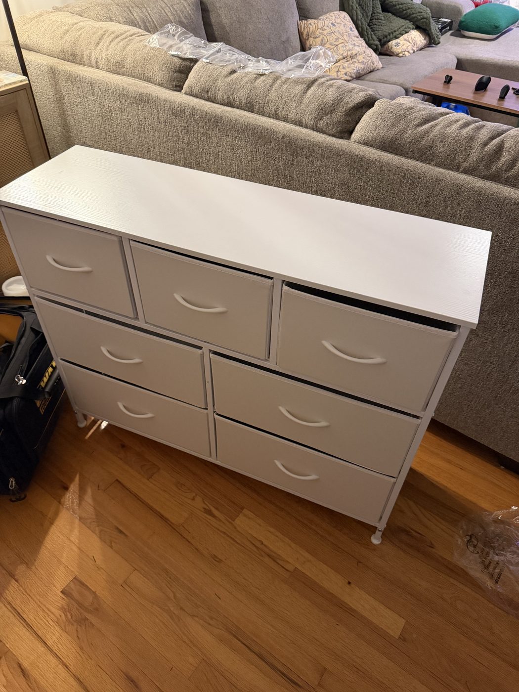 Dresser with fabric drawers
